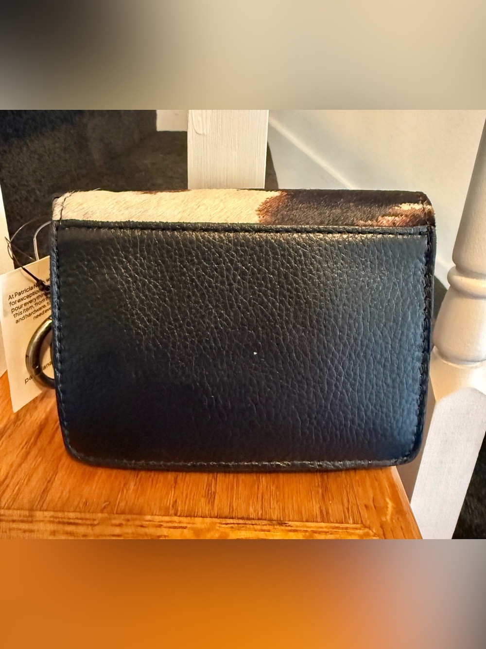 Patricia Nash real fur Cowhide Crossbody & Frame Satchel Set - Brown & White - Picture 7 of 12
